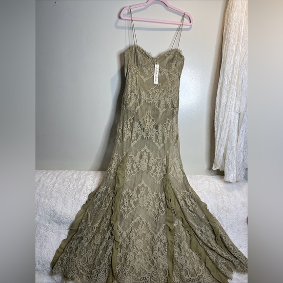 Free People For Love & Lemons Shirley Lace Bodysuit Maxi Dress - Picture 5 of 9